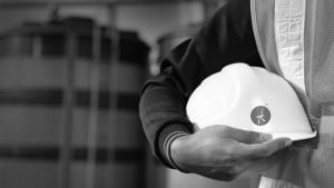 a person holding a helmet